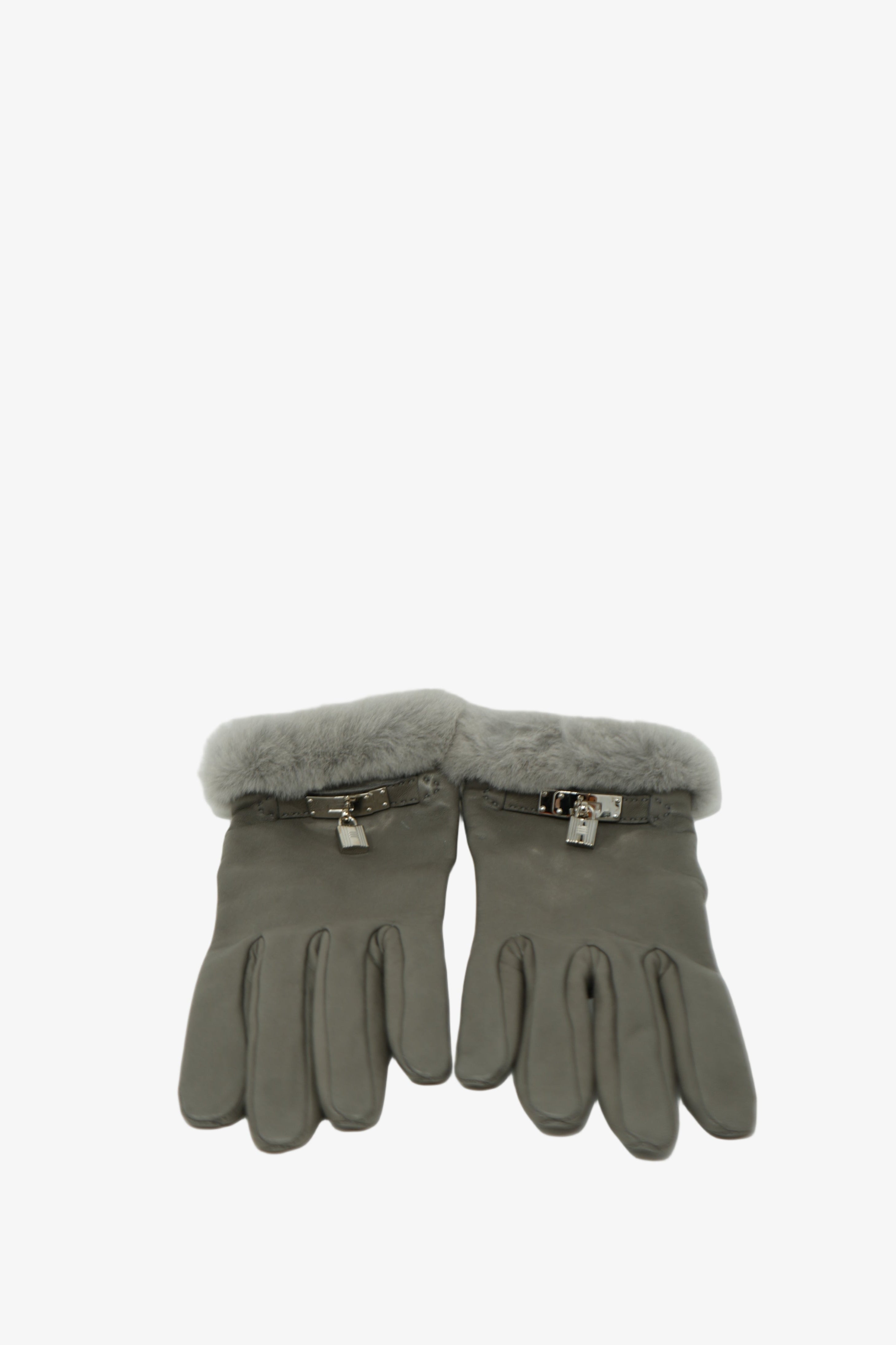 Hermes Leather/Fur Princesse Gloves