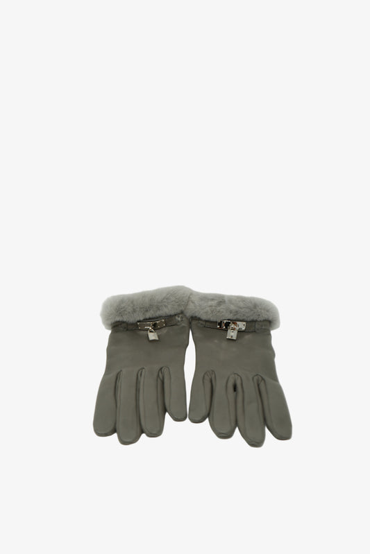 Hermes Leather/Fur Princesse Gloves