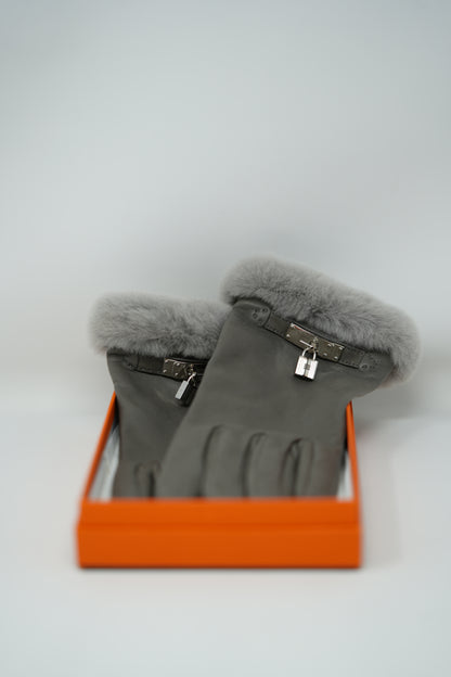 Hermes Leather/Fur Princesse Gloves