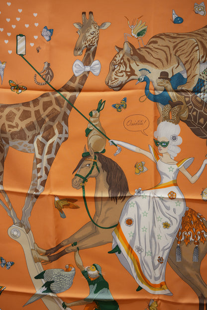 Hermes Orange 100% Silk Scarf 90cm