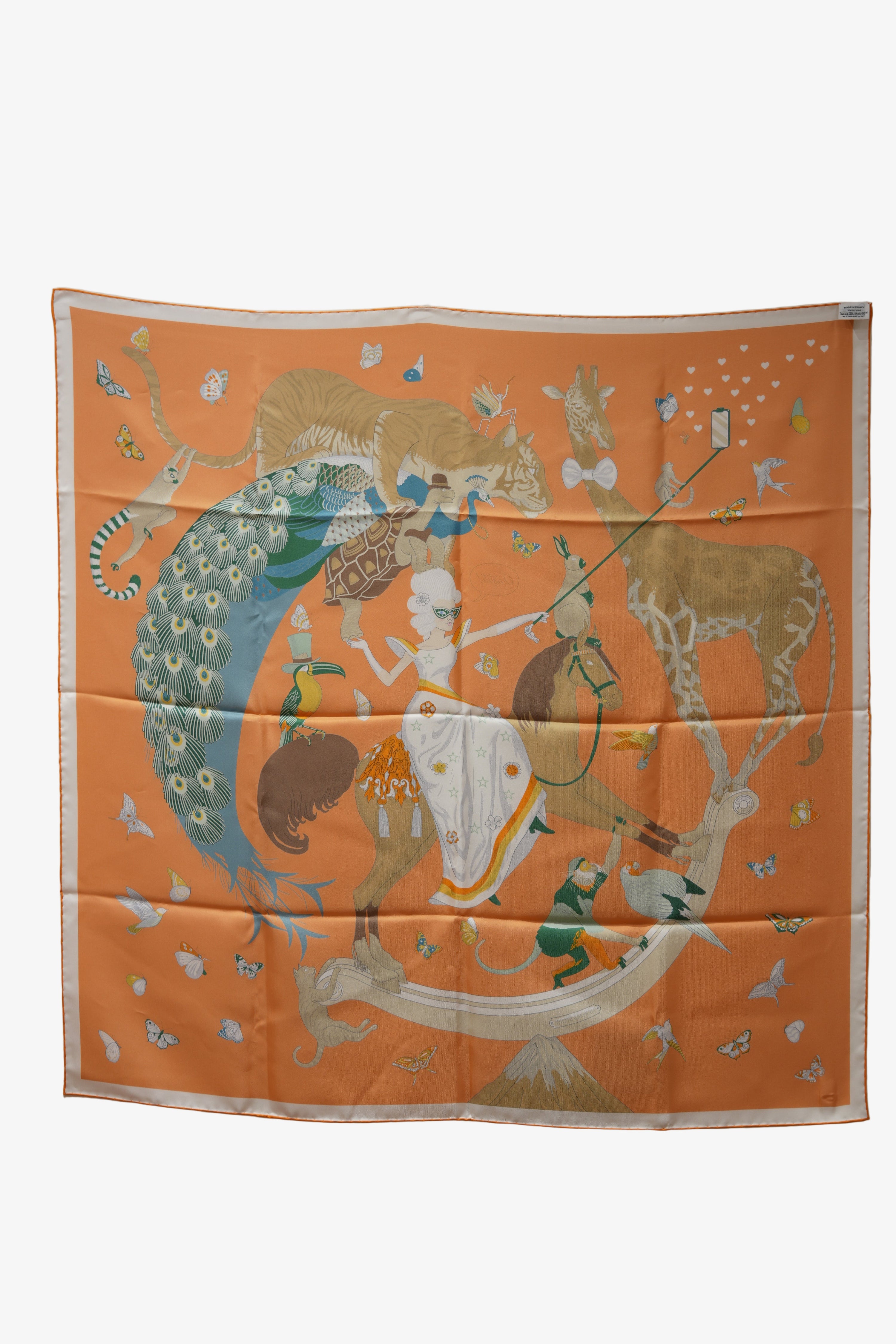 Hermes Orange 100% Silk Scarf 90cm