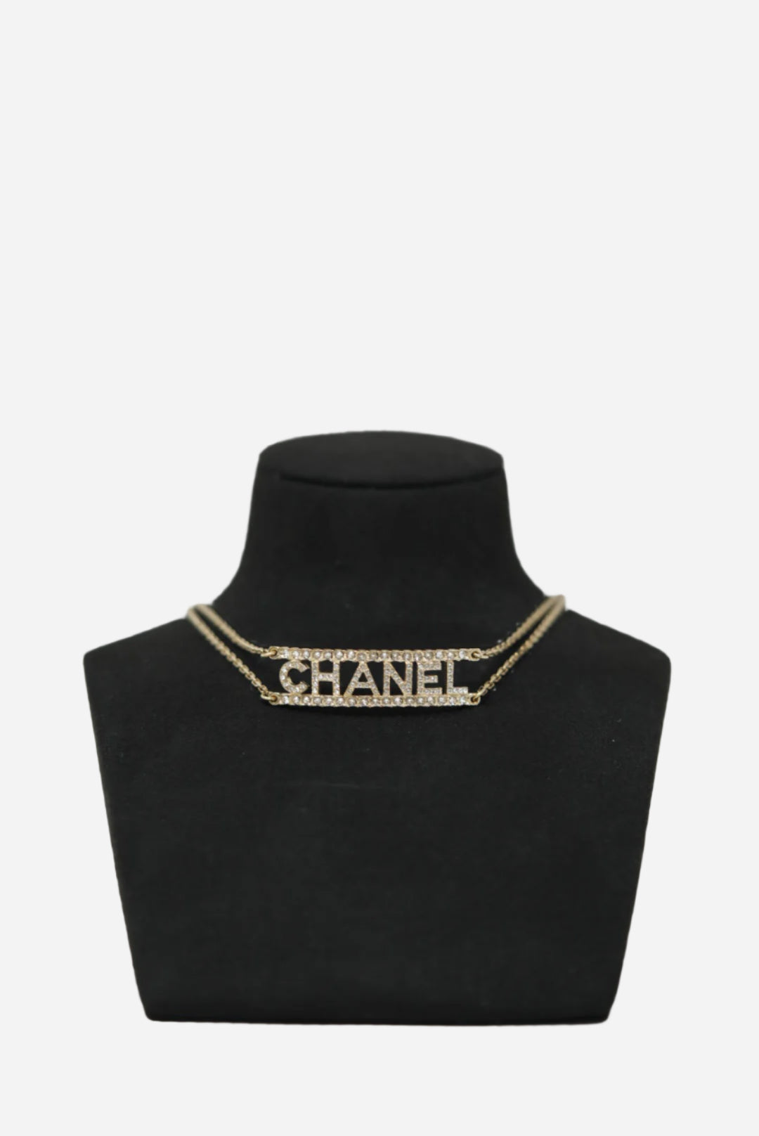 Pre-Owned Chanel CHANEL 2022 Rhinestone Double Chain Choker