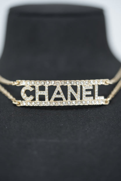 Pre-Owned Chanel CHANEL 2022 Rhinestone Double Chain Choker