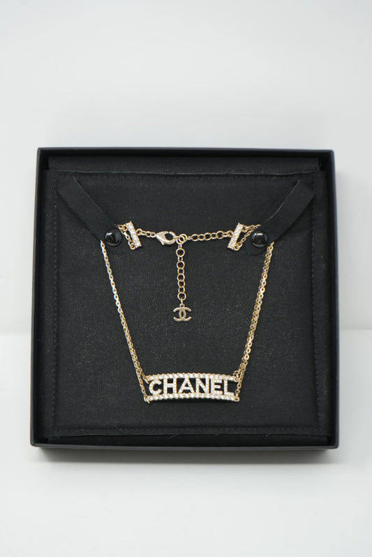 Pre-Owned Chanel CHANEL 2022 Rhinestone Double Chain Choker