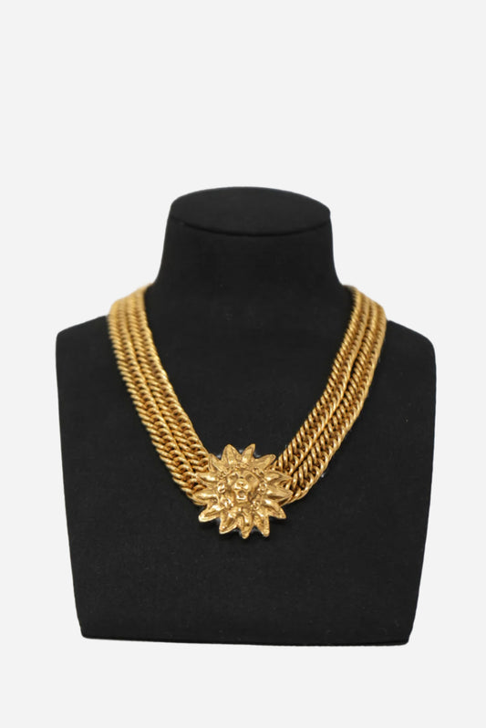 Pre-Owned Chanel 90's Gold-Tone Lion Double Chain Choker