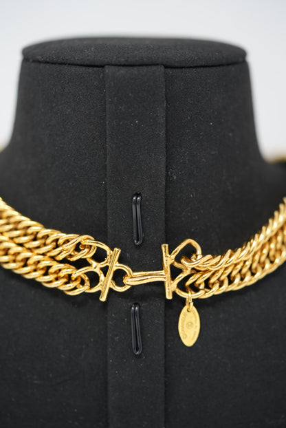 Pre-Owned Chanel 90's Gold-Tone Lion Double Chain Choker