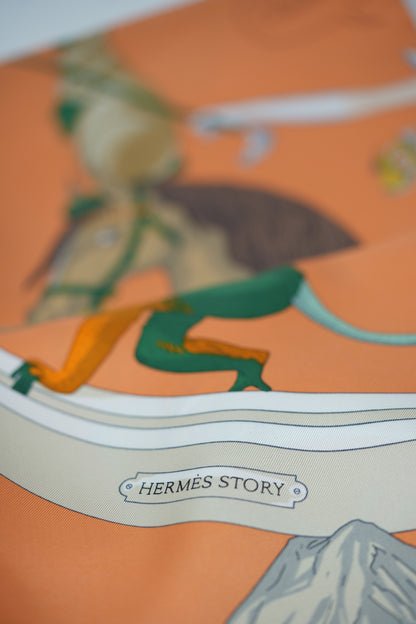 Hermes Orange 100% Silk Scarf 90cm