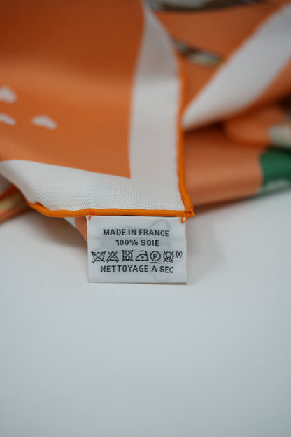 Hermes Orange 100% Silk Scarf 90cm
