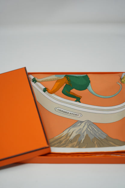 Hermes Orange 100% Silk Scarf 90cm