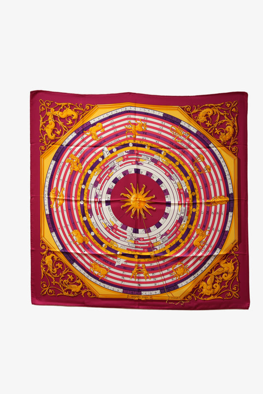 Hermes Red Pattern Printed Scarf 90cm 100% Silk NW