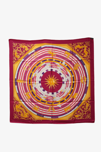 Hermes Red Pattern Printed Scarf 90cm 100% Silk NW