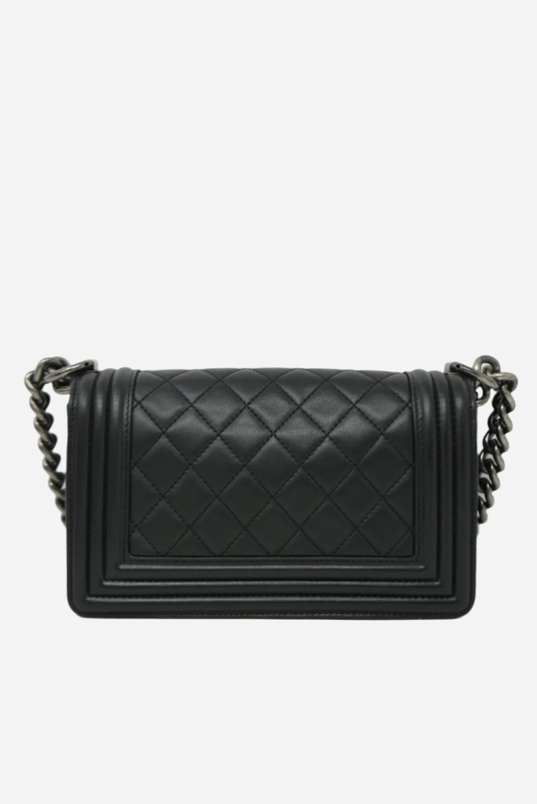 Pre-Owned Chanel 2013-2014 Black Boy Flap Bag Lambskin Refurbished