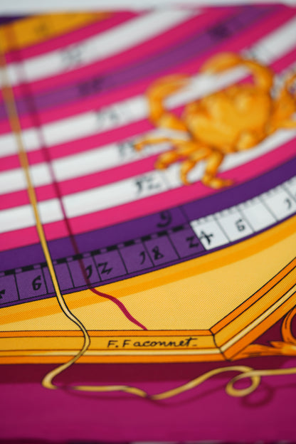 Hermes Red Pattern Printed Scarf 90cm 100% Silk NW