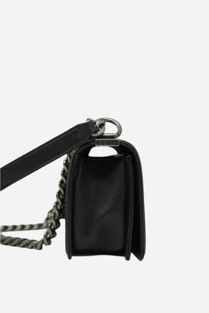 Pre-Owned Chanel 2013-2014 Black Boy Flap Bag Lambskin Refurbished