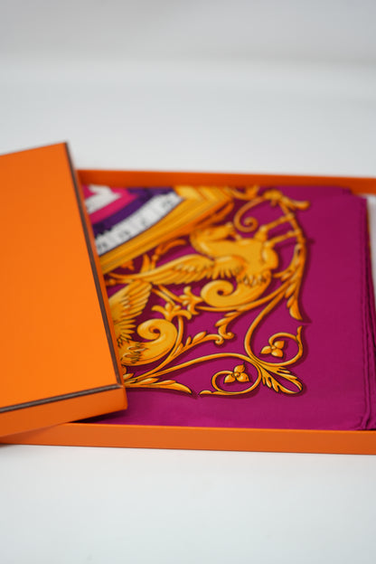 Hermes Red Pattern Printed Scarf 90cm 100% Silk NW