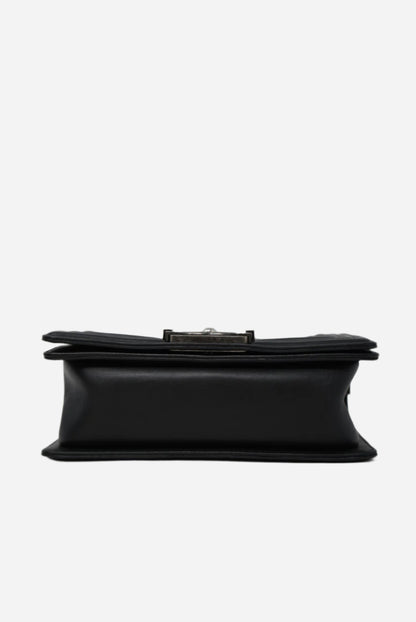 Pre-Owned Chanel 2013-2014 Black Boy Flap Bag Lambskin Refurbished