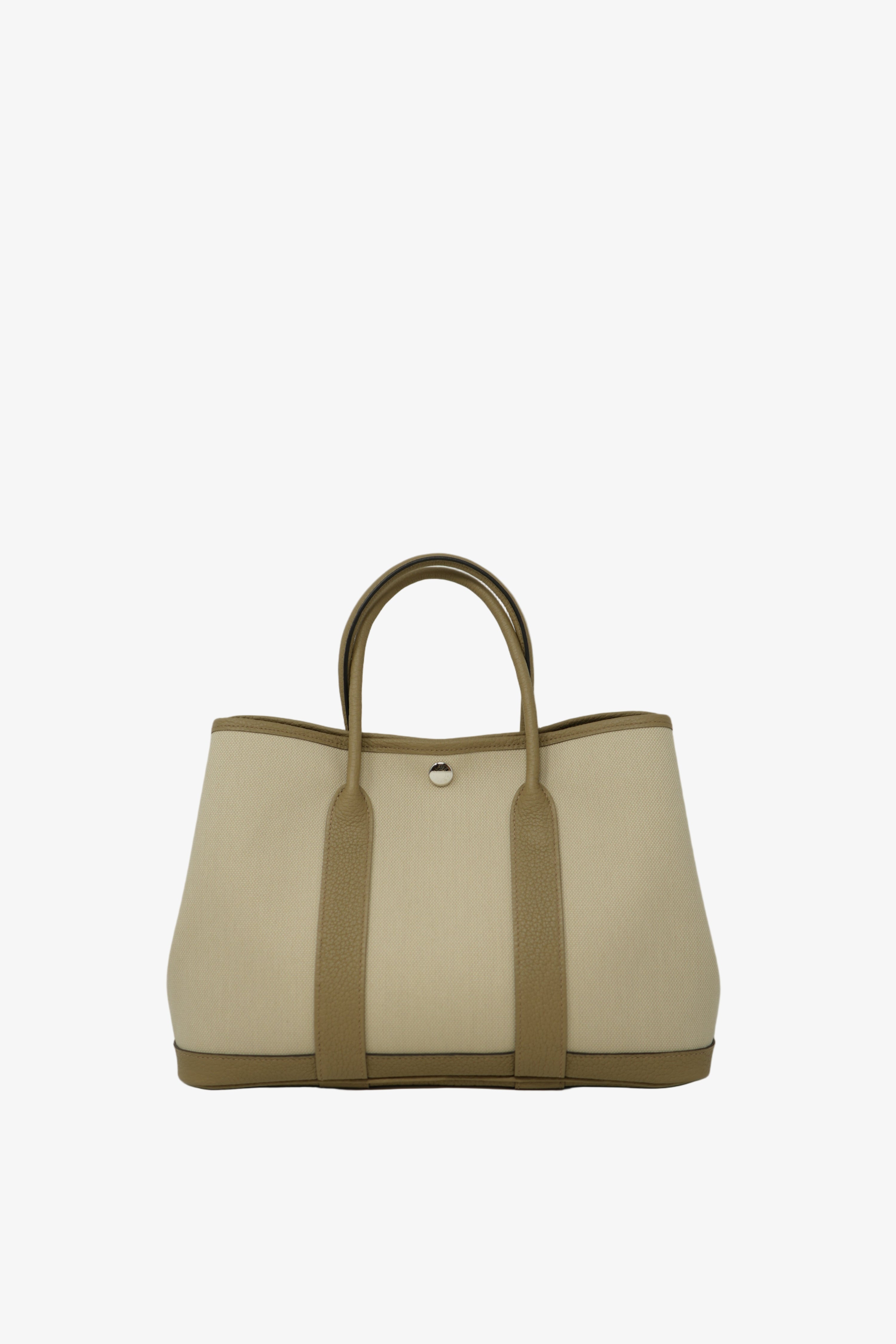 Hermes 2023 Canvas Garden Party 30 Handbag Beton/Beige Marfa