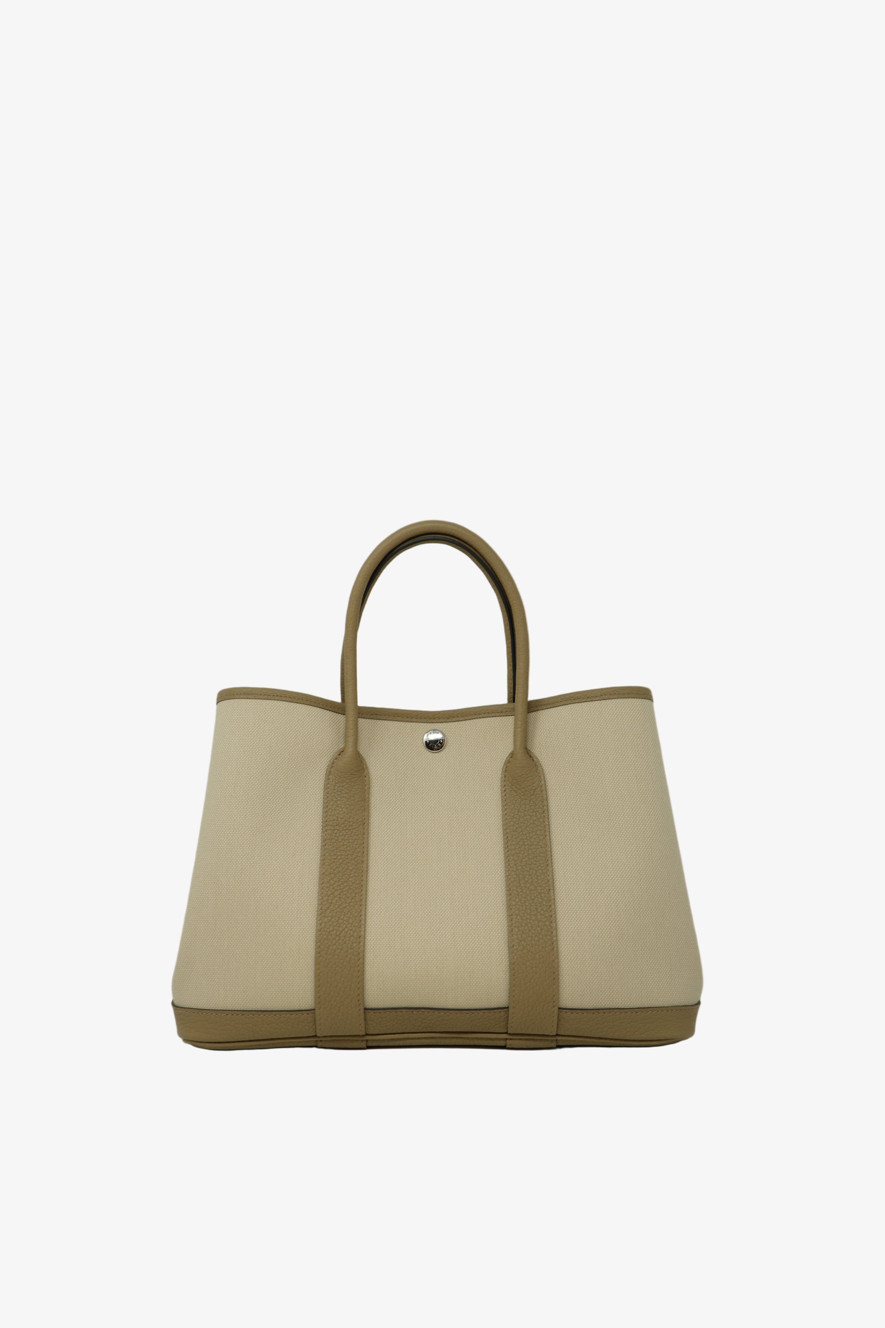 Hermes 2023 Canvas Garden Party 30 Handbag Beton/Beige Marfa