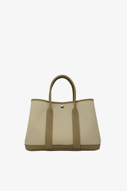 Hermes 2023 Canvas Garden Party 30 Handbag Beton/Beige Marfa