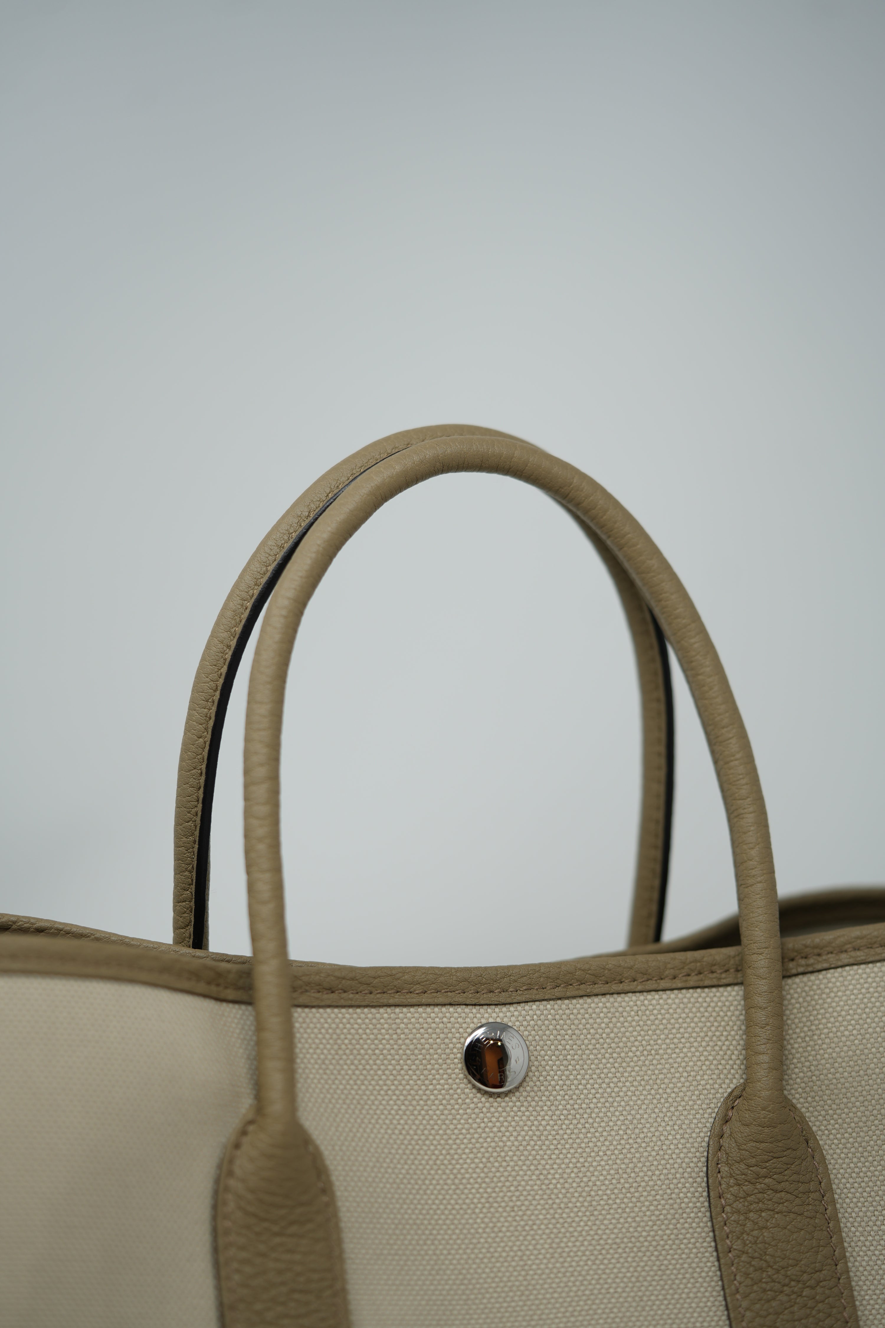 Hermes 2023 Canvas Garden Party 30 Handbag Beton/Beige Marfa