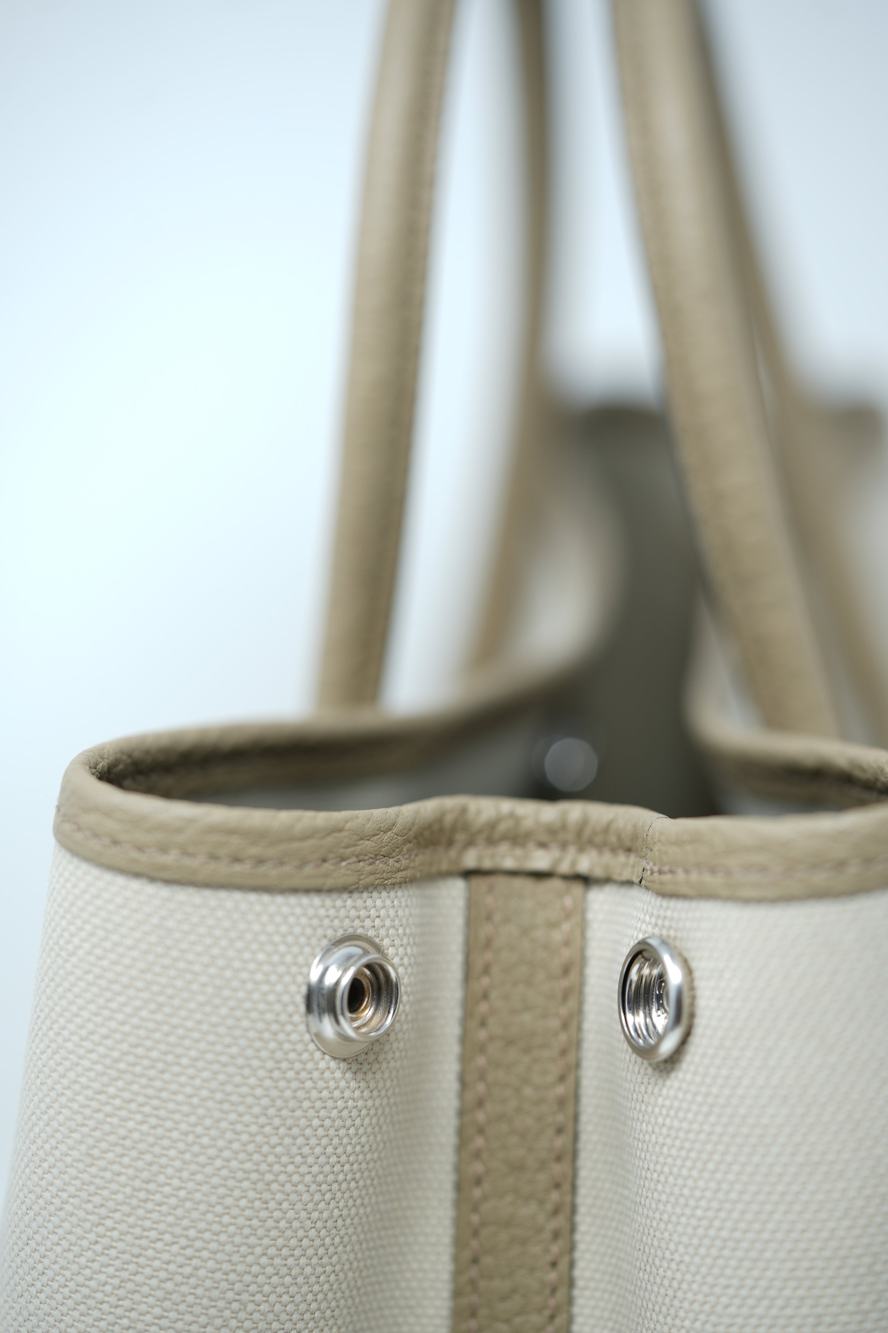 Hermes 2023 Canvas Garden Party 30 Handbag Beton/Beige Marfa