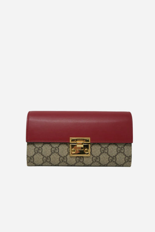 Gucci Leather/Canvas Padlock Wallet On Chain