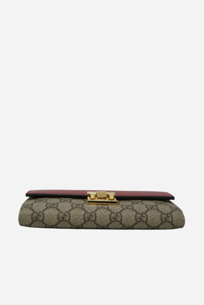 Gucci Leather/Canvas Padlock Wallet On Chain