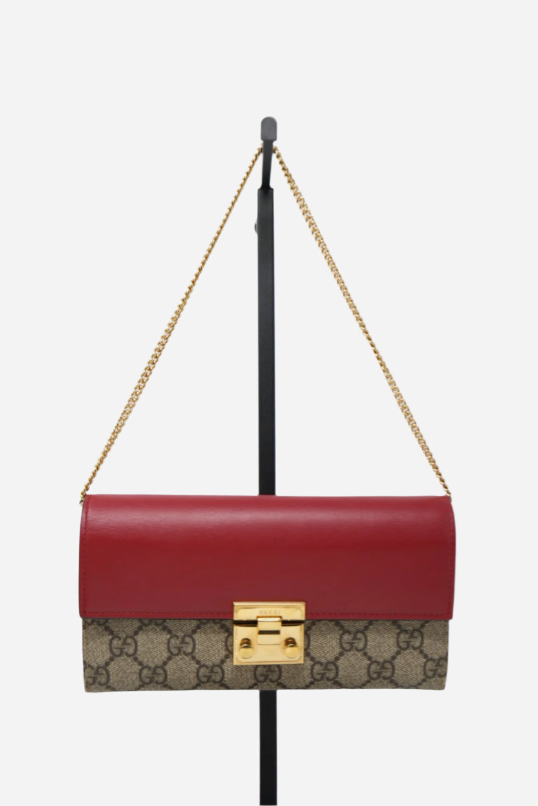 Gucci Leather/Canvas Padlock Wallet On Chain