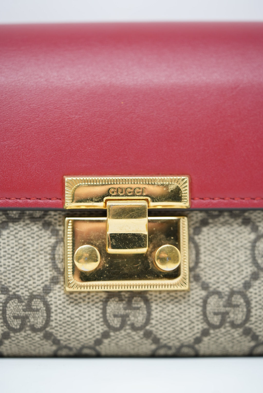 Gucci Leather/Canvas Padlock Wallet On Chain
