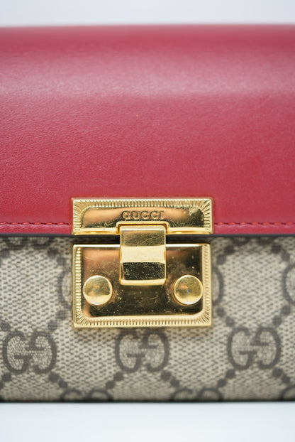 Gucci Leather/Canvas Padlock Wallet On Chain
