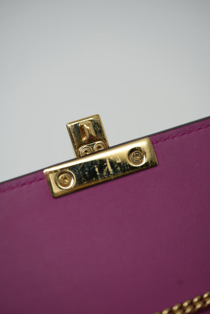 Gucci Leather/Canvas Padlock Wallet On Chain