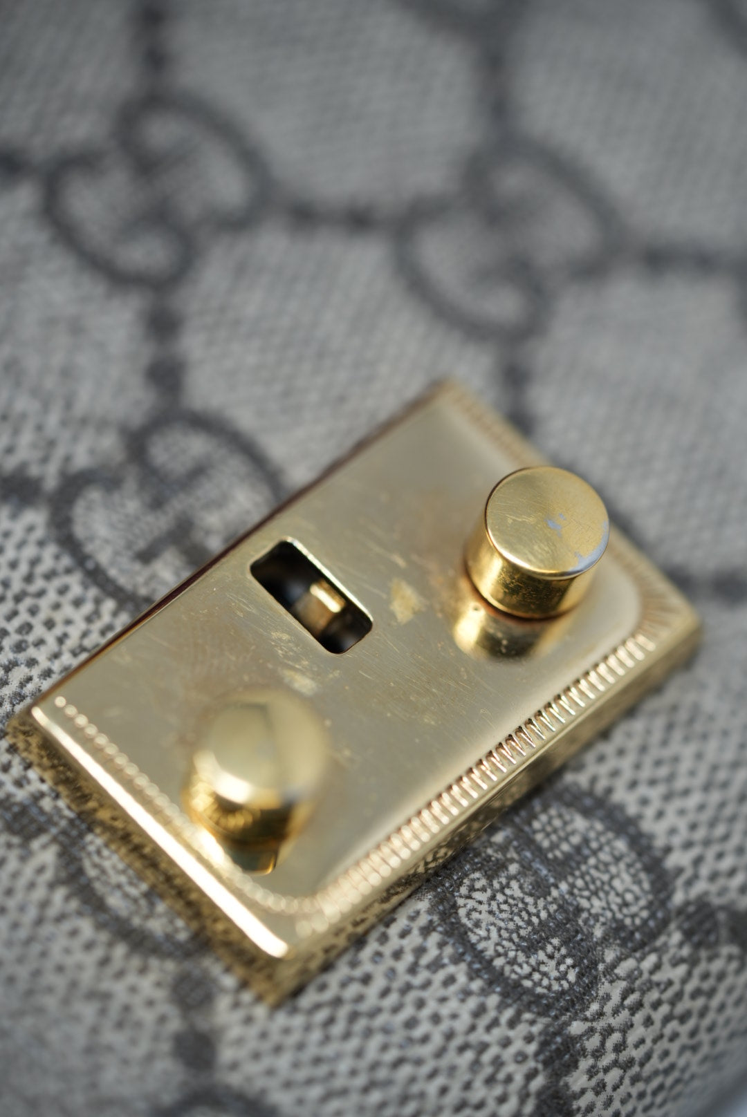 Gucci Leather/Canvas Padlock Wallet On Chain