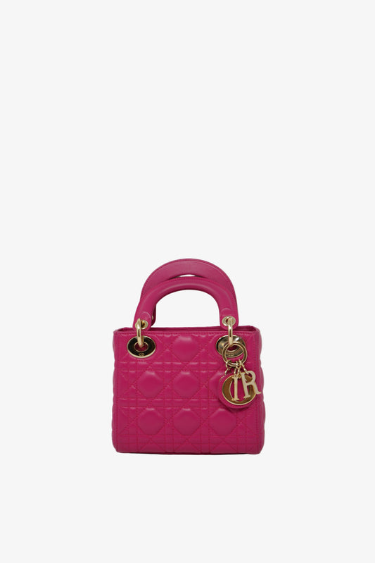 Christian Dior 2013 Mini Lady Dior Handbag Lambskin