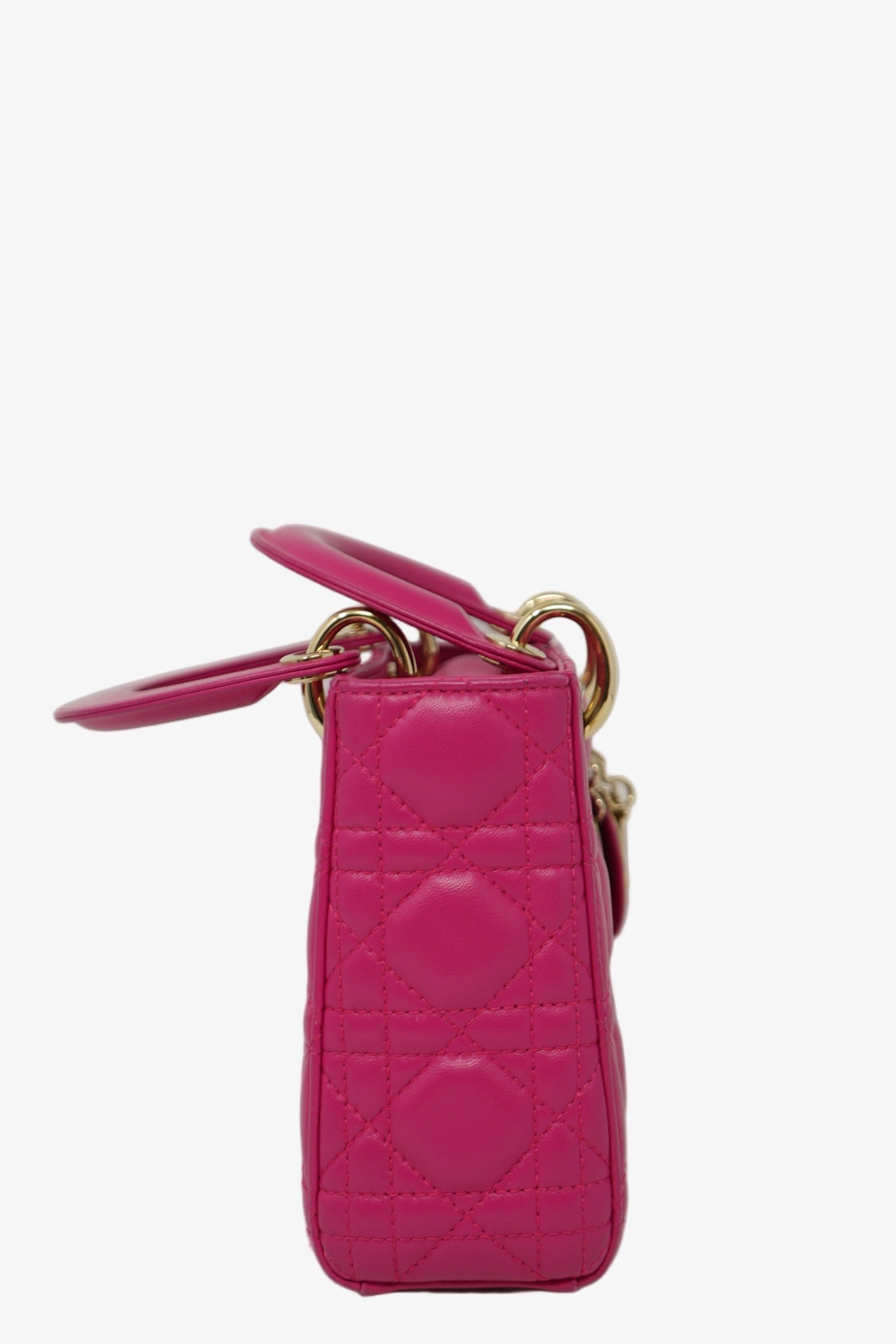 Christian Dior 2013 Pink Lambskin Small Mini Lady Dior Handbag