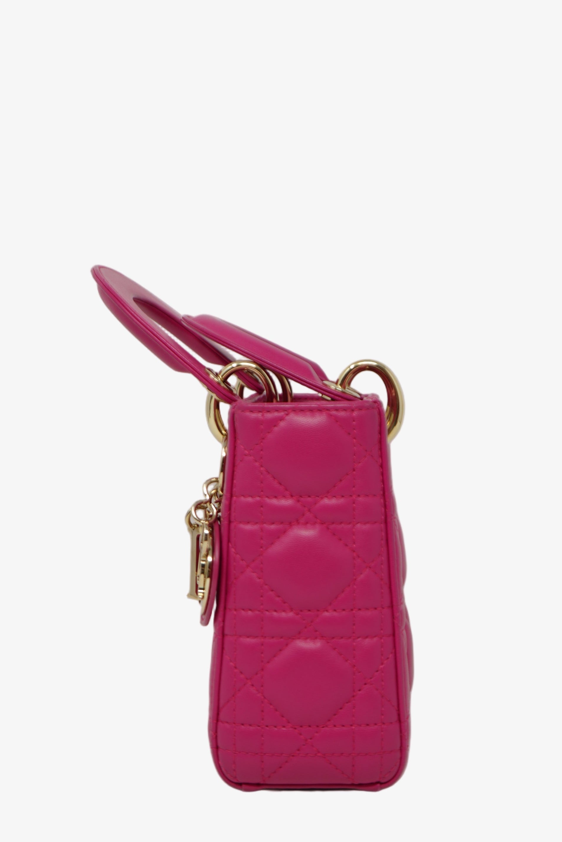 Christian Dior 2013 Pink Lambskin Small Mini Lady Dior Handbag
