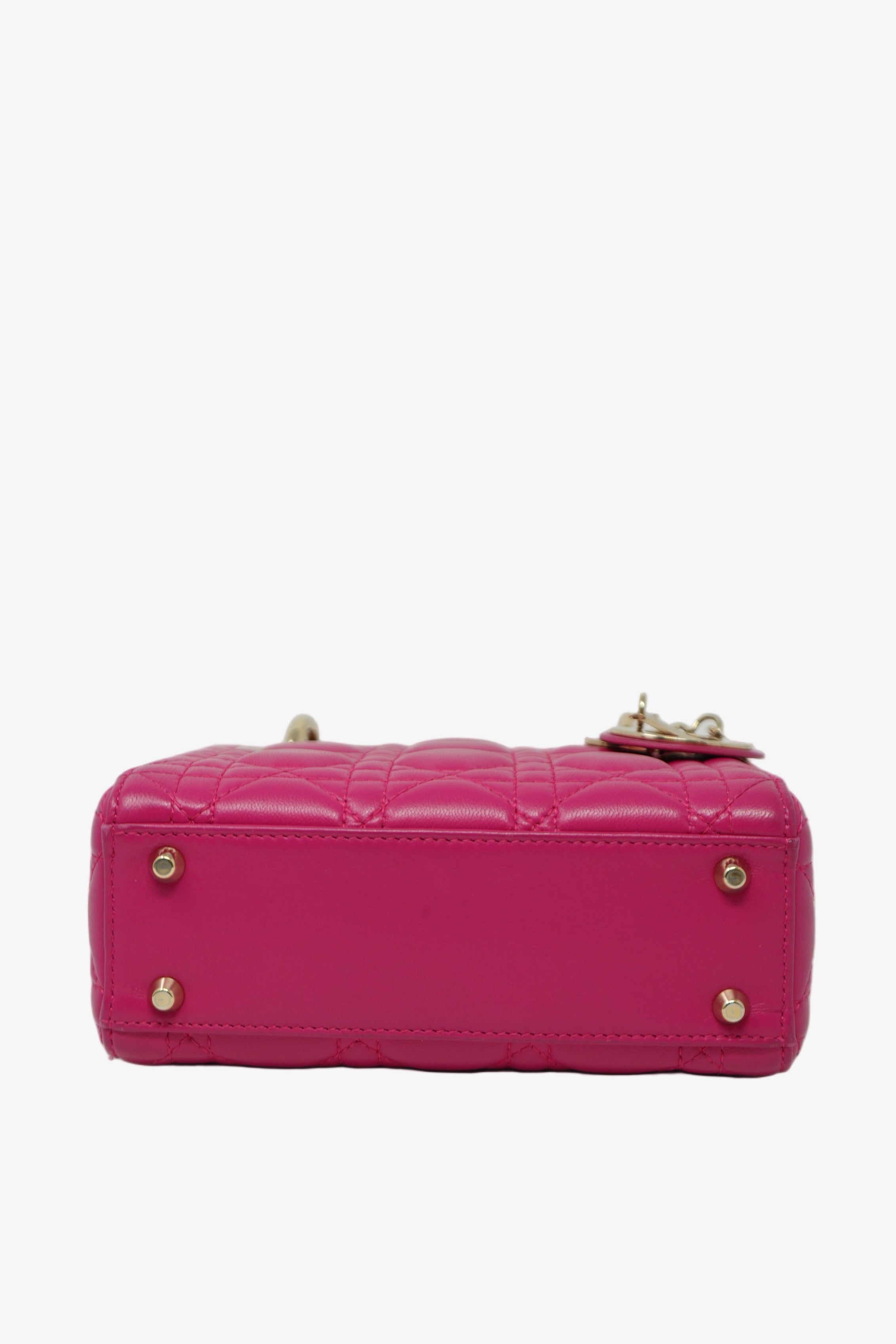 Christian Dior 2013 Pink Lambskin Small Mini Lady Dior Handbag