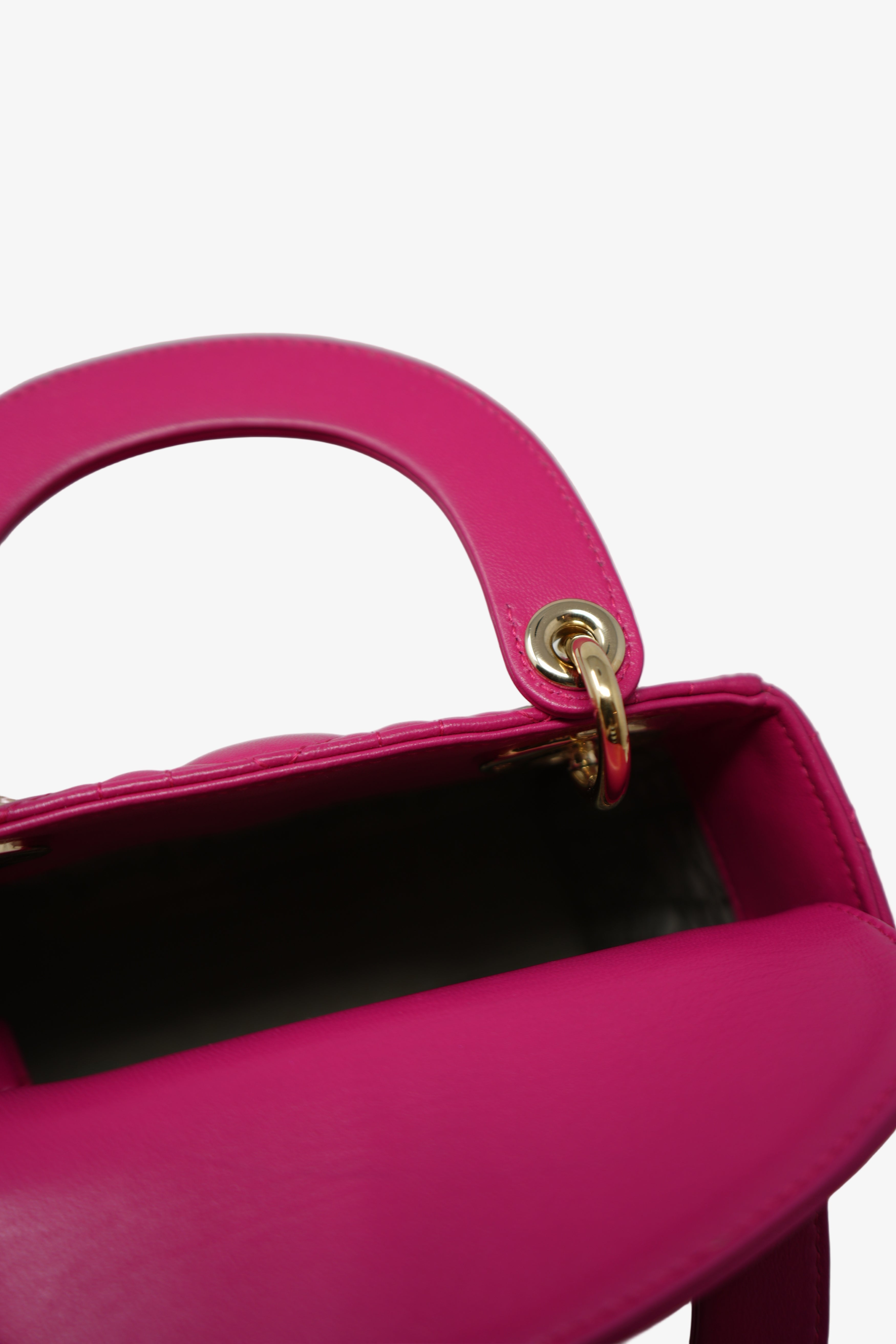 Christian Dior 2013 Pink Lambskin Small Mini Lady Dior Handbag