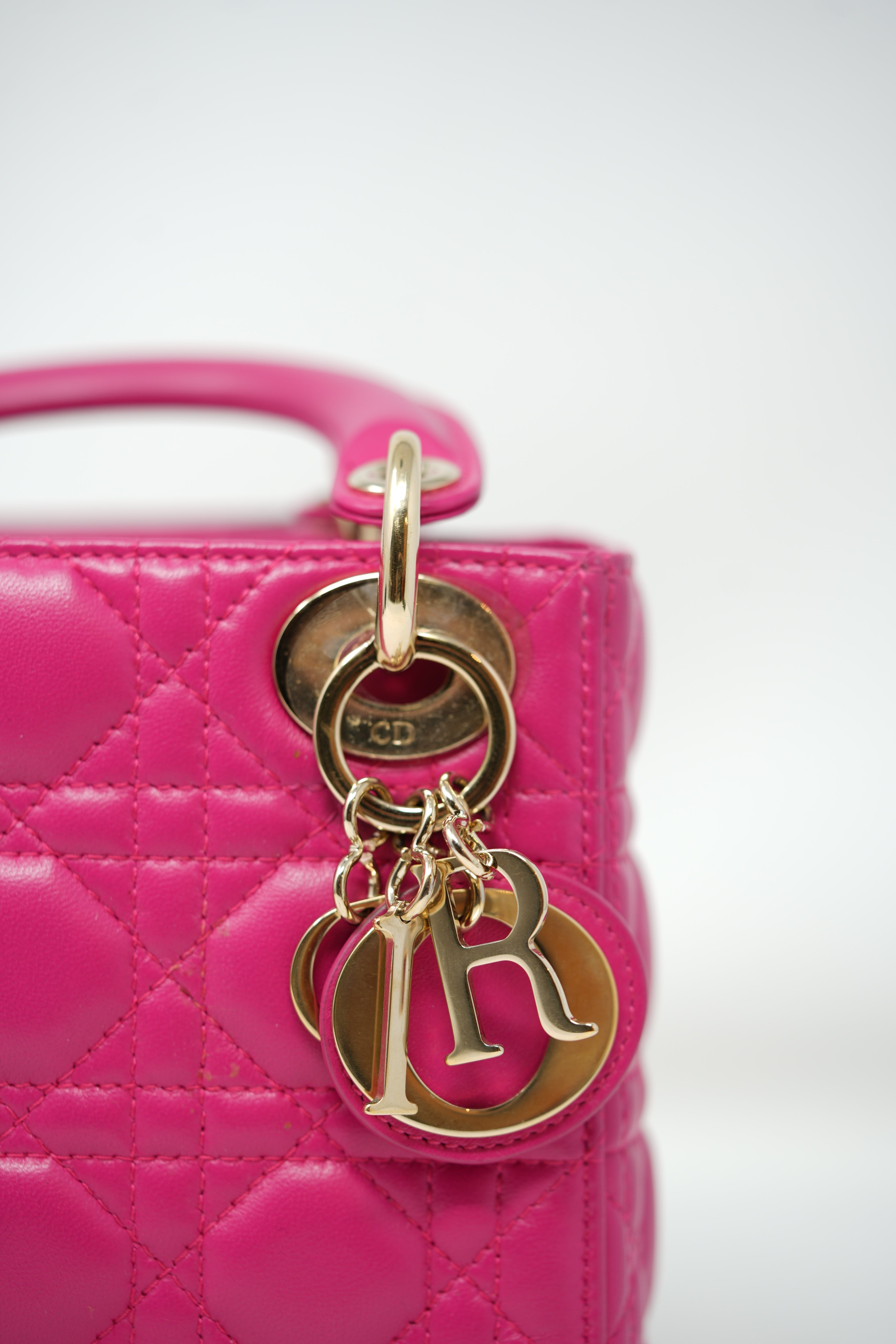 Christian Dior 2013 Pink Lambskin Small Mini Lady Dior Handbag
