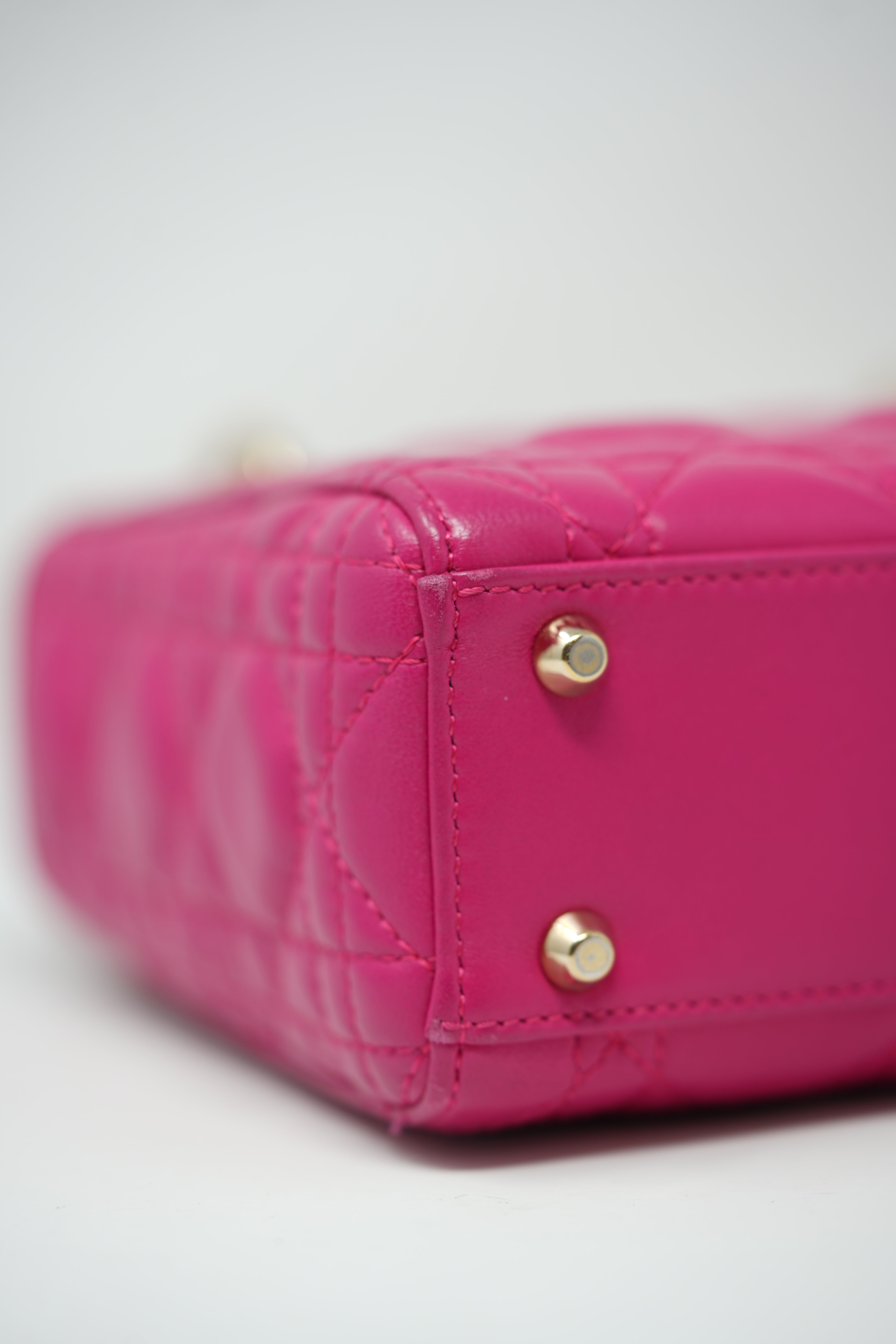 Christian Dior 2013 Pink Lambskin Small Mini Lady Dior Handbag