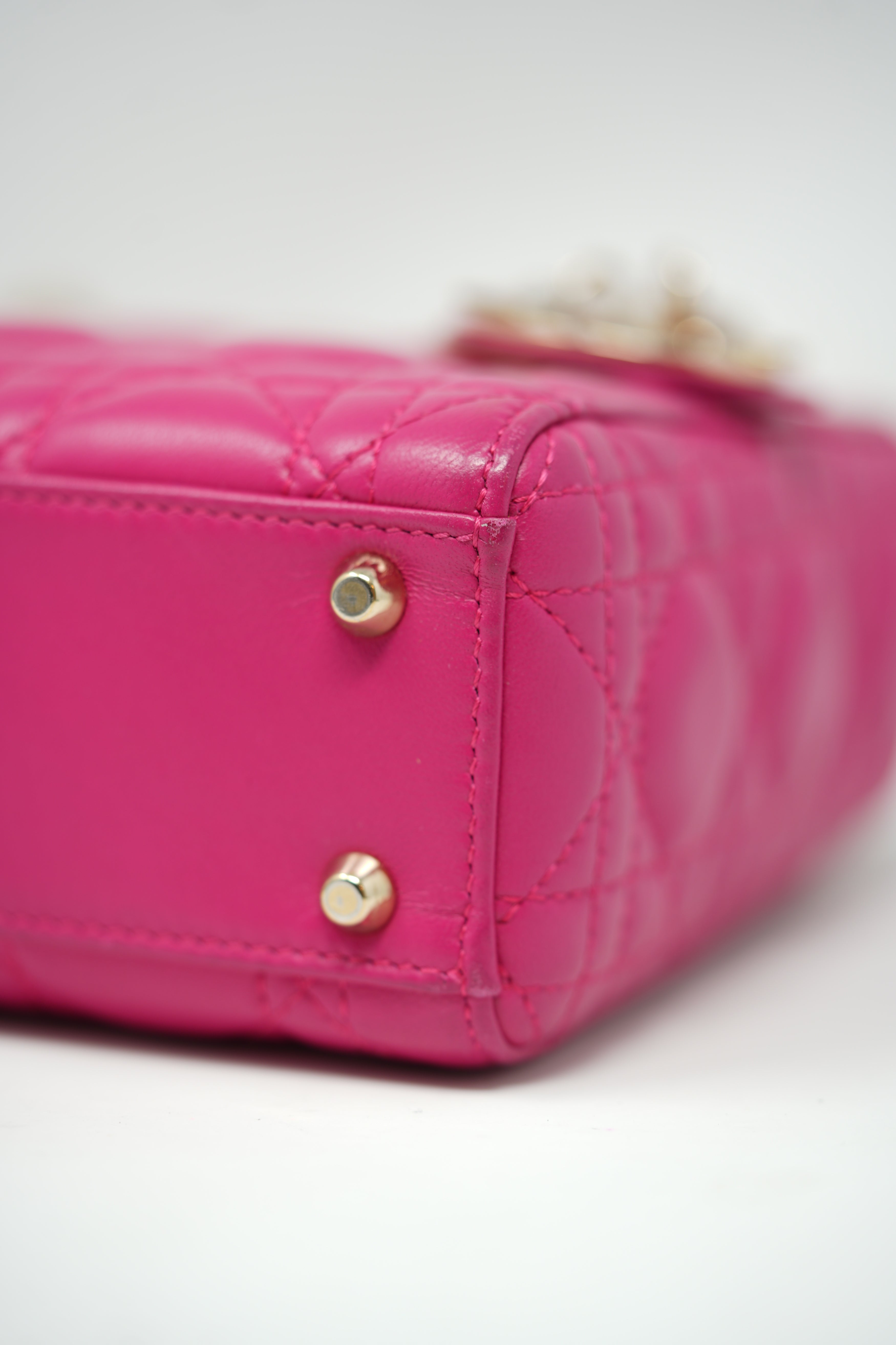 Christian Dior 2013 Pink Lambskin Small Mini Lady Dior Handbag