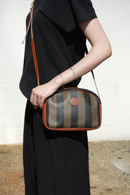Fendi Vintage Pequin Canvas Crossbody