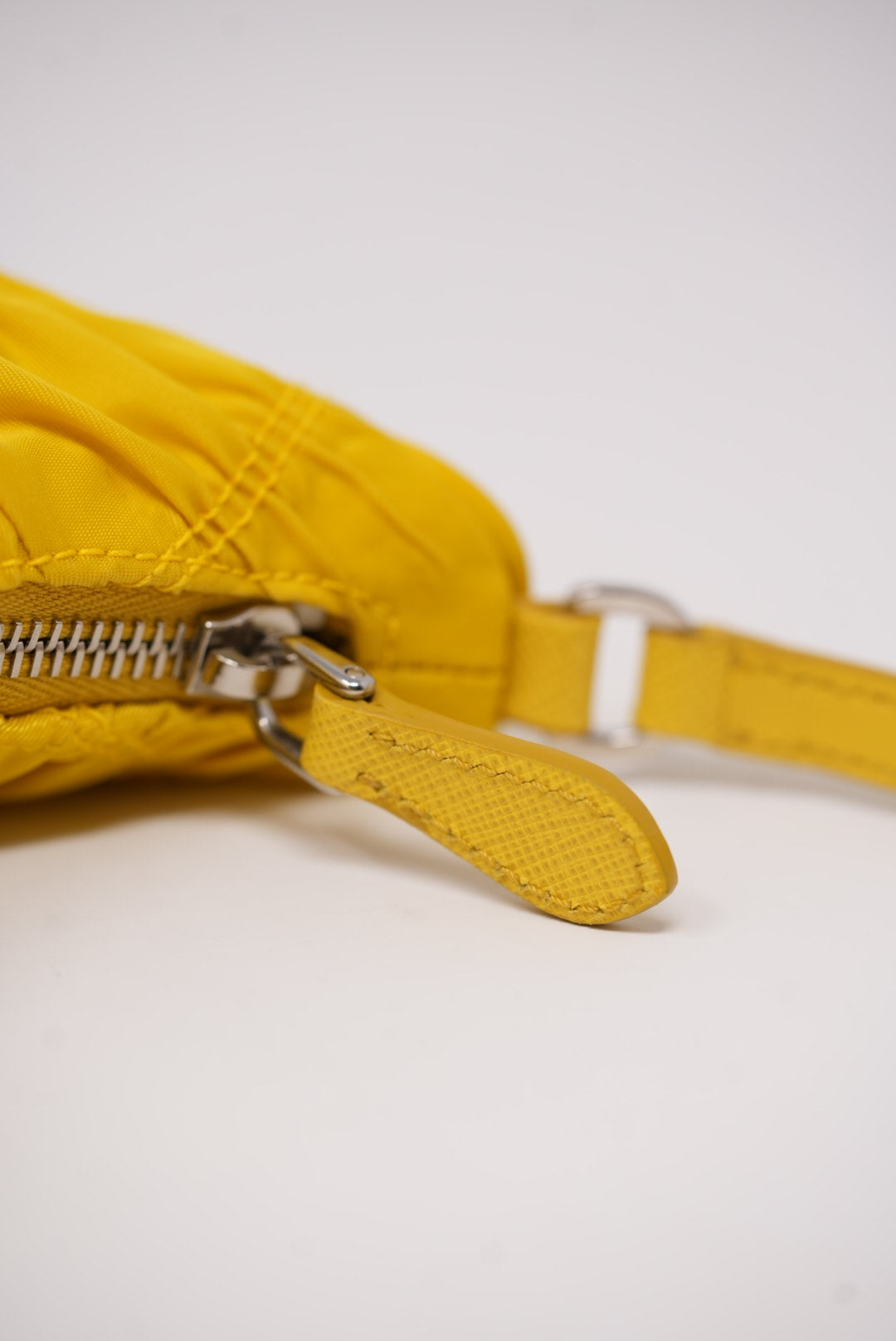 Prada Re-edition 2000 Hobo Bag in Ruched Yellow Nylon BrandNew