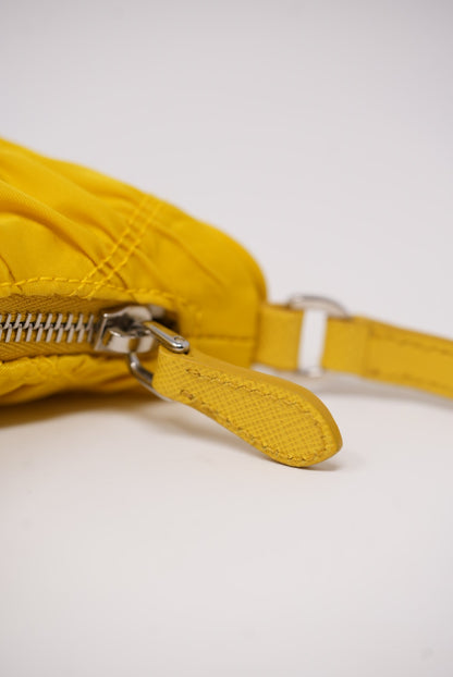 Prada Re-edition 2000 Hobo Bag in Ruched Yellow Nylon BrandNew