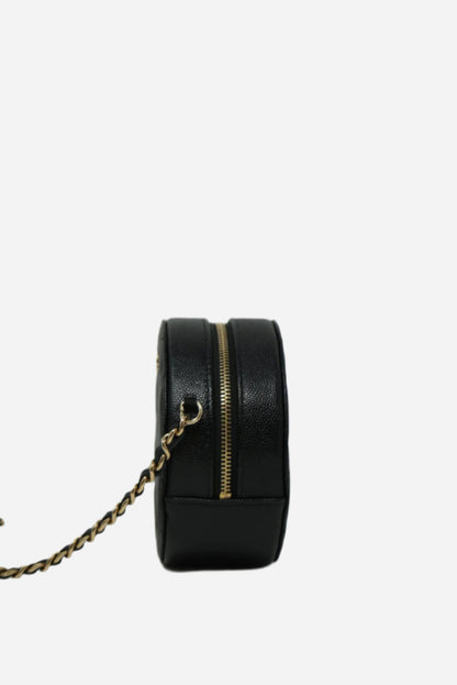 Pre-Owned Chanel Caviar Round Clutch w/Chain