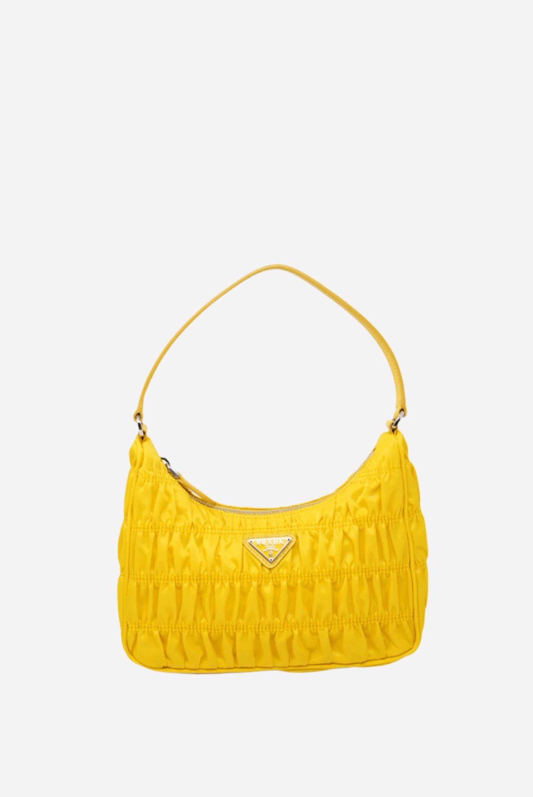 Prada Re-edition 2000 Hobo Bag in Ruched Yellow Nylon BrandNew