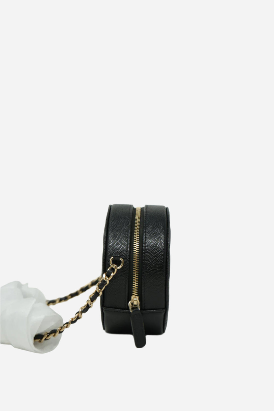 Pre-Owned Chanel Caviar Round Clutch w/Chain