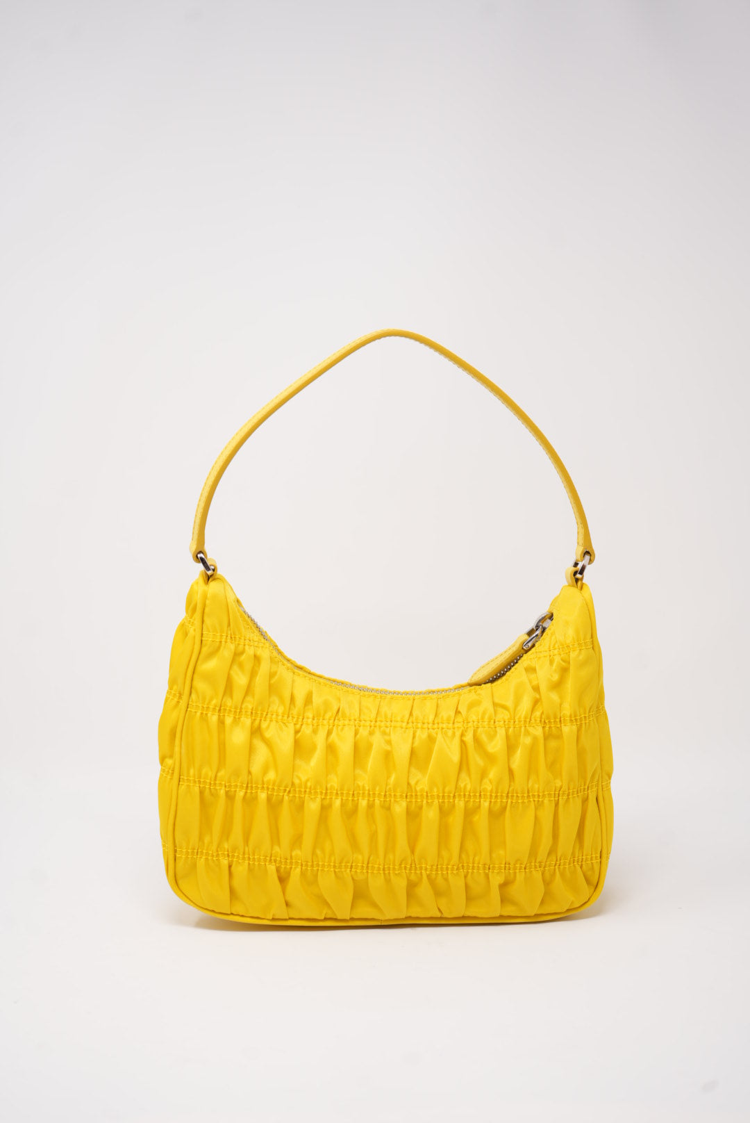 Prada Re-edition 2000 Hobo Bag in Ruched Yellow Nylon BrandNew
