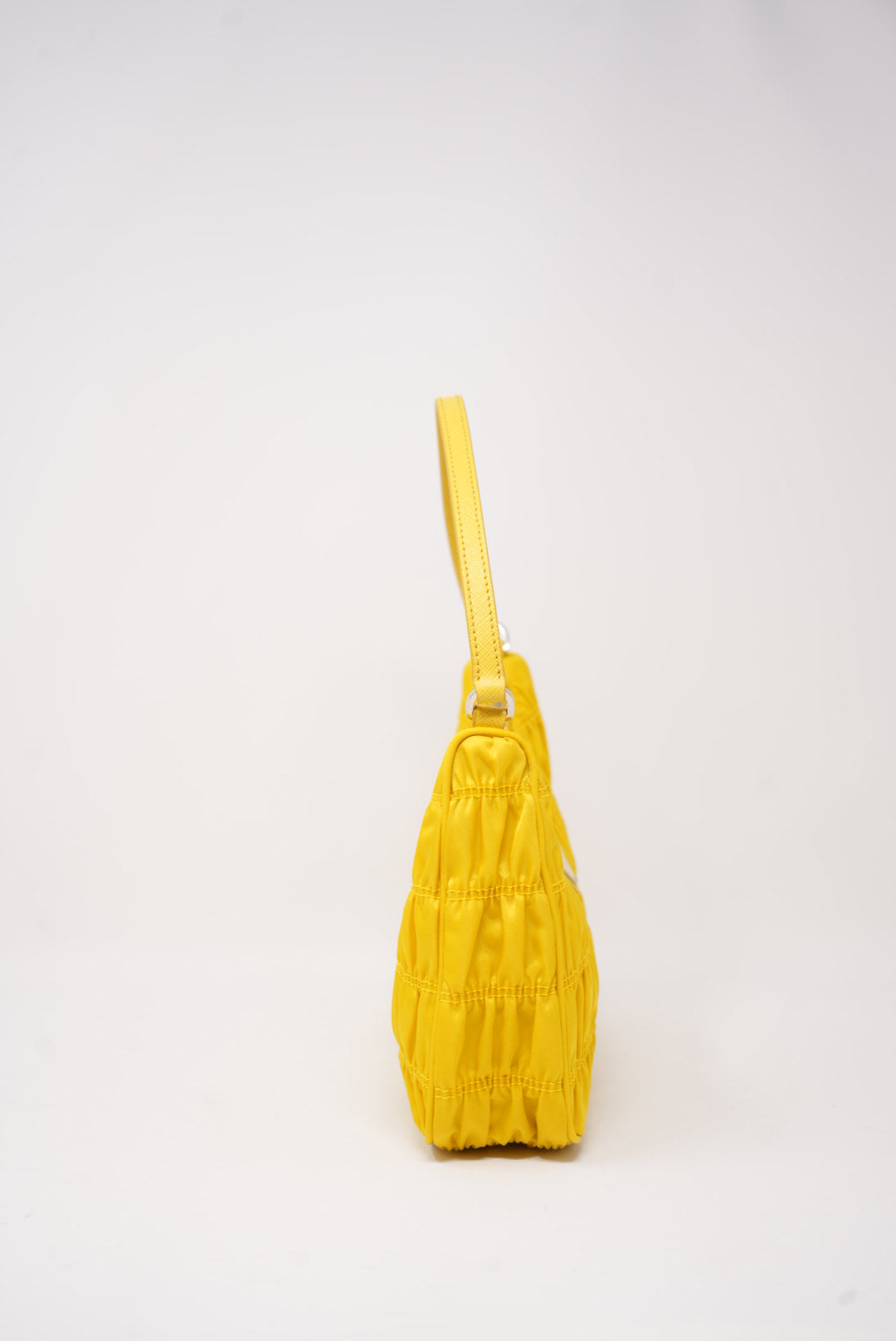 Prada Re-edition 2000 Hobo Bag in Ruched Yellow Nylon BrandNew
