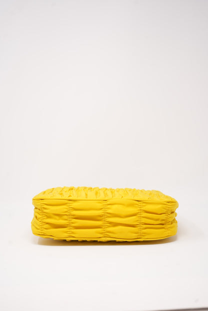 Prada Re-edition 2000 Hobo Bag in Ruched Yellow Nylon BrandNew