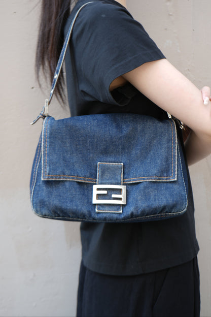 Fendi Large Denim Baguette